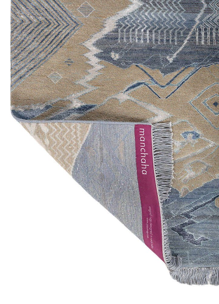manchaha grey and black wool and bamboo silk hand knotted Rug - Backing Shot manchaha grey and black wool and bamboo silk hand knotted Rug - Backing Shot