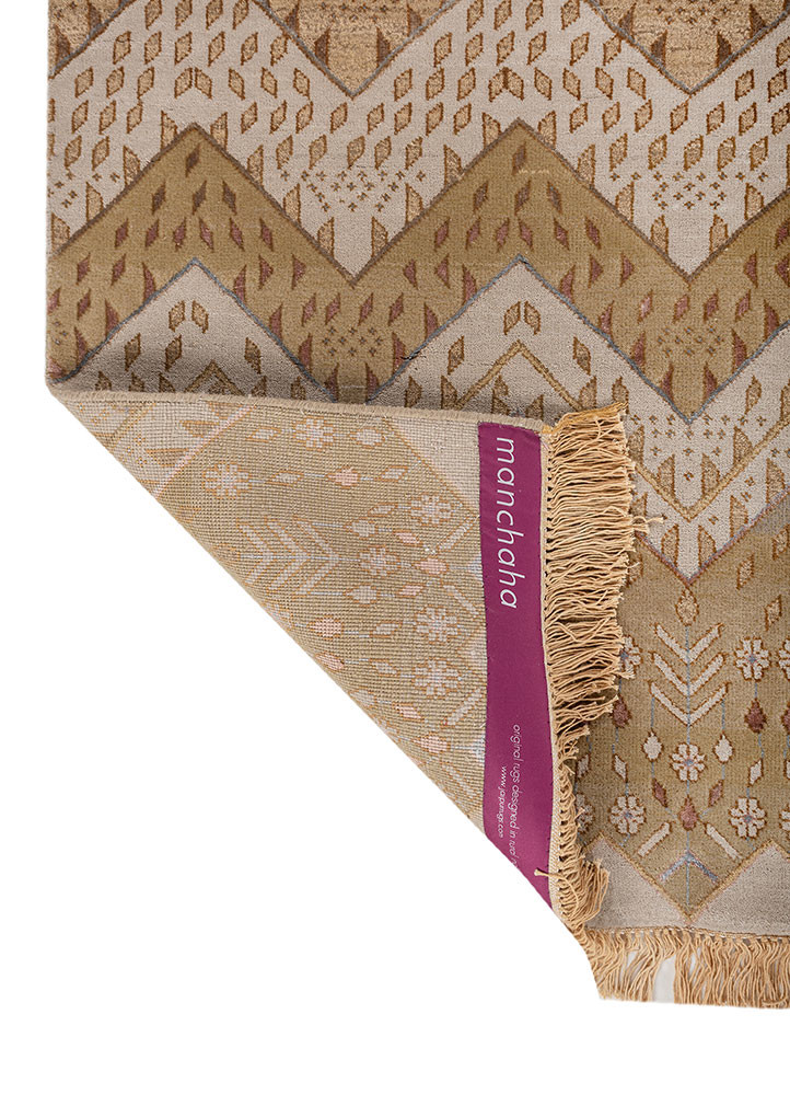 manchaha gold wool and bamboo silk hand knotted Rug - Backing Shot manchaha gold wool and bamboo silk hand knotted Rug - Backing Shot