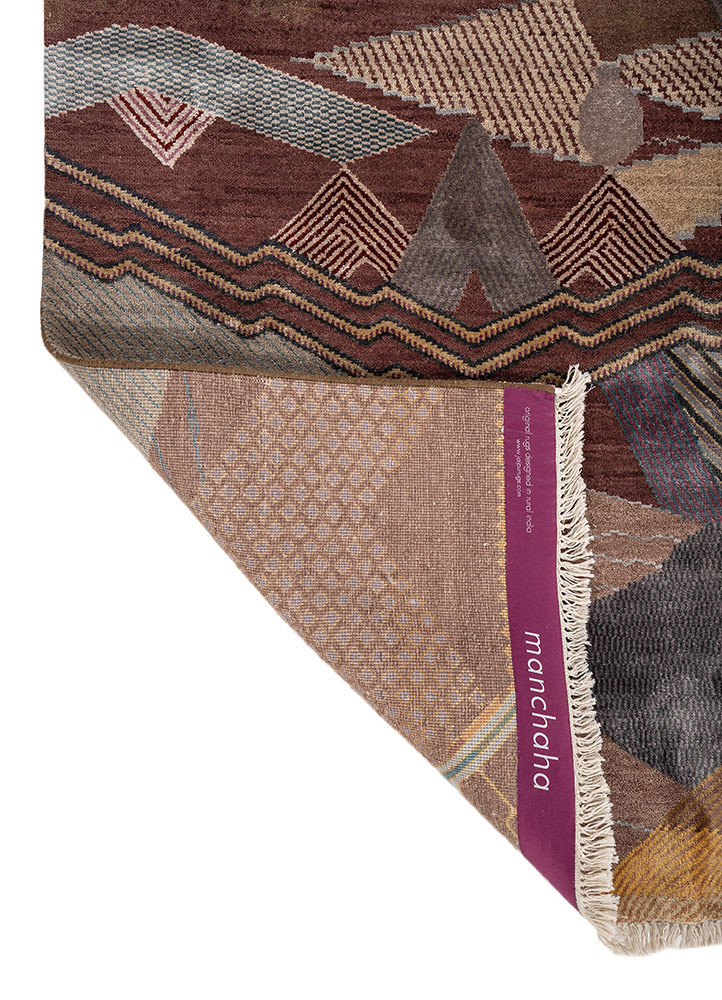 manchaha red and orange wool and bamboo silk hand knotted Rug - Backing Shot manchaha red and orange wool and bamboo silk hand knotted Rug - Backing Shot