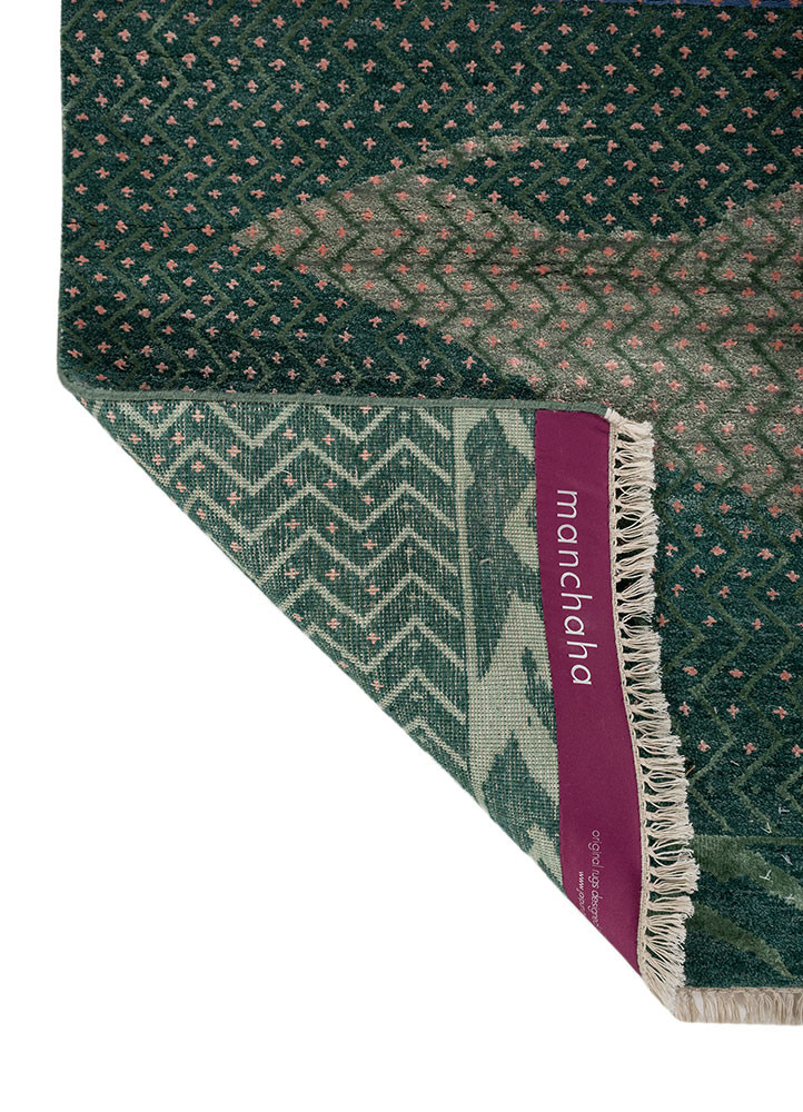manchaha blue wool and bamboo silk hand knotted Rug - Backing Shot manchaha blue wool and bamboo silk hand knotted Rug - Backing Shot