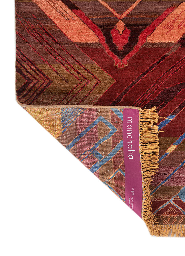 manchaha blue wool and bamboo silk hand knotted Rug - Backing Shot