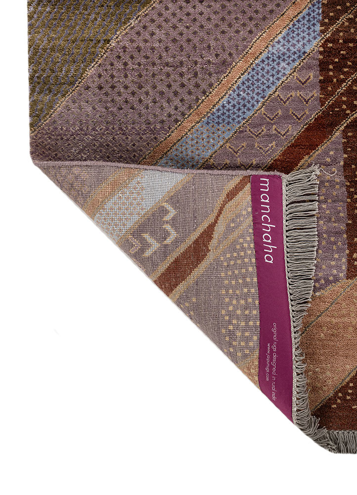 manchaha blue wool and bamboo silk hand knotted Rug - Backing Shot