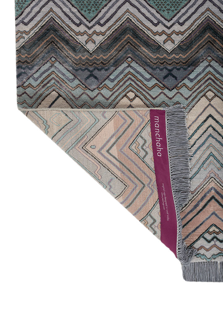manchaha blue wool and bamboo silk hand knotted Rug - Backing Shot manchaha blue wool and bamboo silk hand knotted Rug - Backing Shot