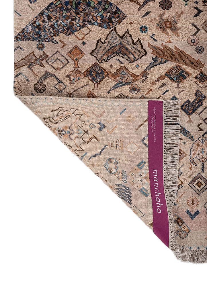 manchaha pink and purple wool and bamboo silk hand knotted Rug - Backing Shot manchaha pink and purple wool and bamboo silk hand knotted Rug - Backing Shot