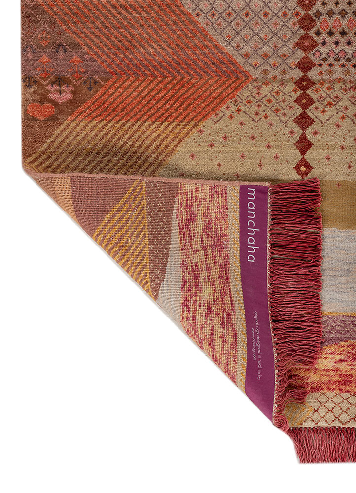 manchaha gold wool and bamboo silk hand knotted Rug - Backing Shot manchaha gold wool and bamboo silk hand knotted Rug - Backing Shot