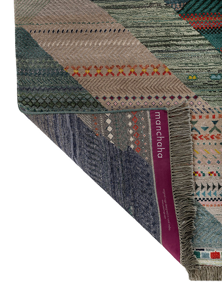 manchaha green wool and bamboo silk hand knotted Rug - Backing Shot manchaha green wool and bamboo silk hand knotted Rug - Backing Shot