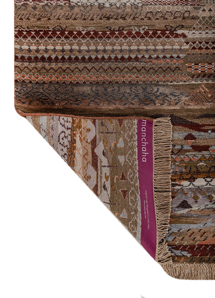 manchaha pink and purple wool and bamboo silk hand knotted Rug - Backing Shot