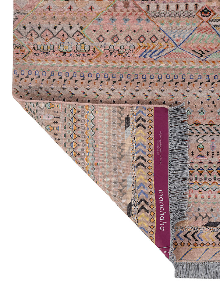 manchaha pink and purple wool and bamboo silk hand knotted Rug - Backing Shot manchaha pink and purple wool and bamboo silk hand knotted Rug - Backing Shot