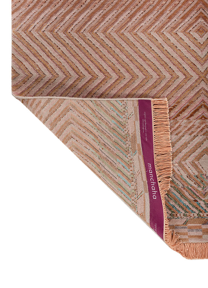 manchaha pink and purple wool and bamboo silk hand knotted Rug - Backing Shot manchaha pink and purple wool and bamboo silk hand knotted Rug - Backing Shot