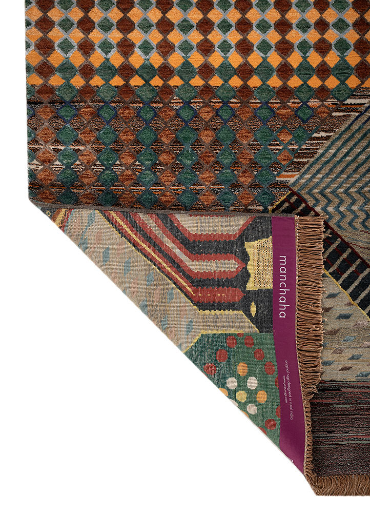 manchaha blue wool and bamboo silk hand knotted Rug - Backing Shot manchaha blue wool and bamboo silk hand knotted Rug - Backing Shot