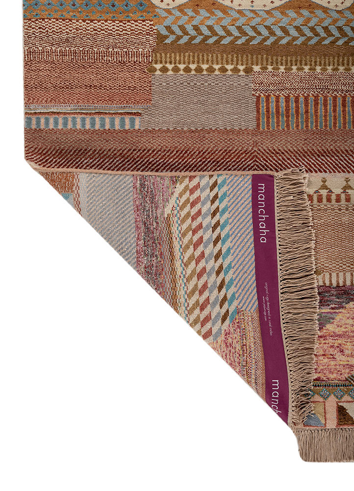 manchaha red and orange wool and bamboo silk hand knotted Rug - Backing Shot manchaha red and orange wool and bamboo silk hand knotted Rug - Backing Shot