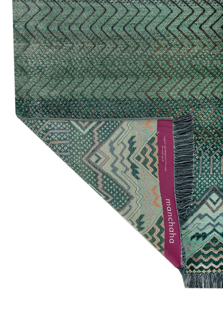 manchaha green wool and bamboo silk hand knotted Rug - Backing Shot manchaha green wool and bamboo silk hand knotted Rug - Backing Shot