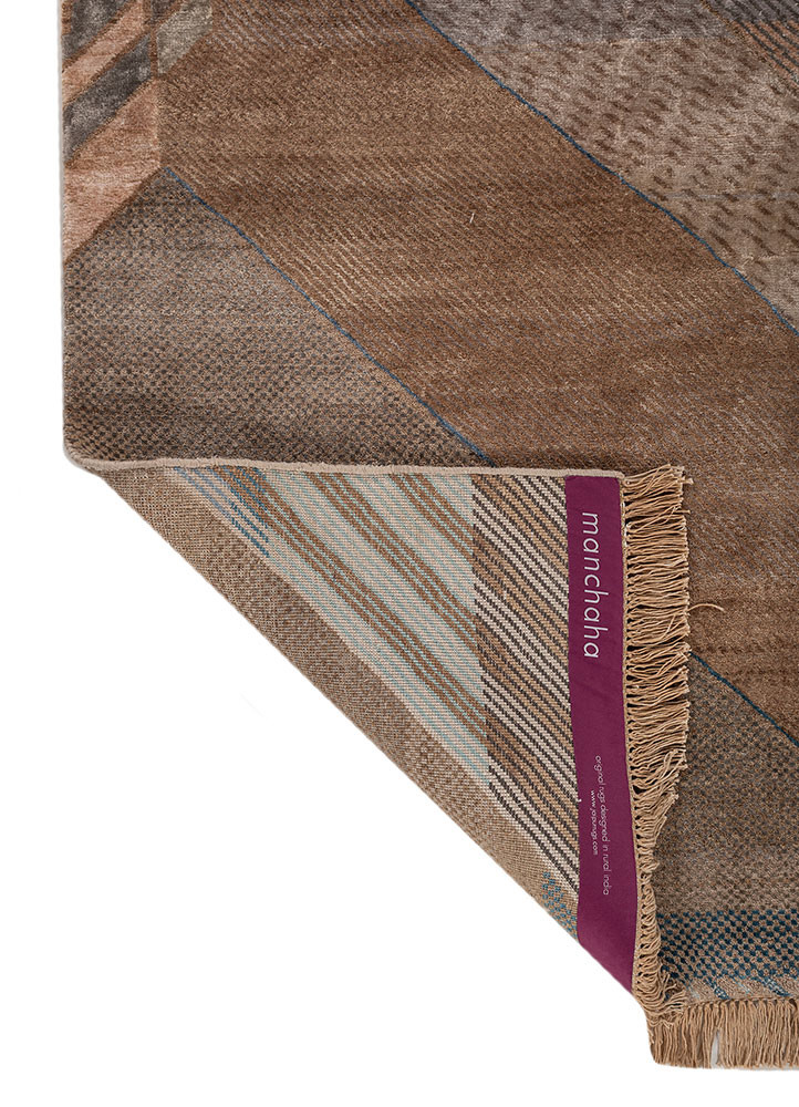 manchaha beige and brown wool and bamboo silk hand knotted Rug - Backing Shot manchaha beige and brown wool and bamboo silk hand knotted Rug - Backing Shot