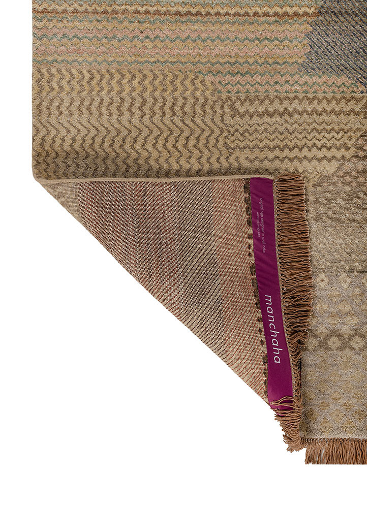 manchaha gold wool and bamboo silk hand knotted Rug - Backing Shot manchaha gold wool and bamboo silk hand knotted Rug - Backing Shot