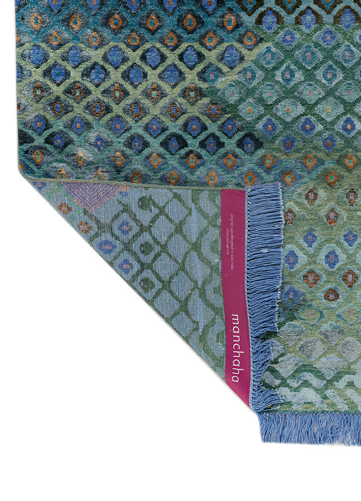 manchaha green wool and bamboo silk hand knotted Rug - Backing Shot manchaha green wool and bamboo silk hand knotted Rug - Backing Shot
