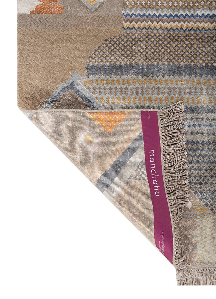 manchaha ivory wool and bamboo silk hand knotted Rug - Backing Shot manchaha ivory wool and bamboo silk hand knotted Rug - Backing Shot
