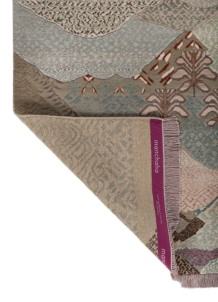 manchaha pink and purple wool and bamboo silk hand knotted Rug - Backing Shot manchaha pink and purple wool and bamboo silk hand knotted Rug - Backing Shot