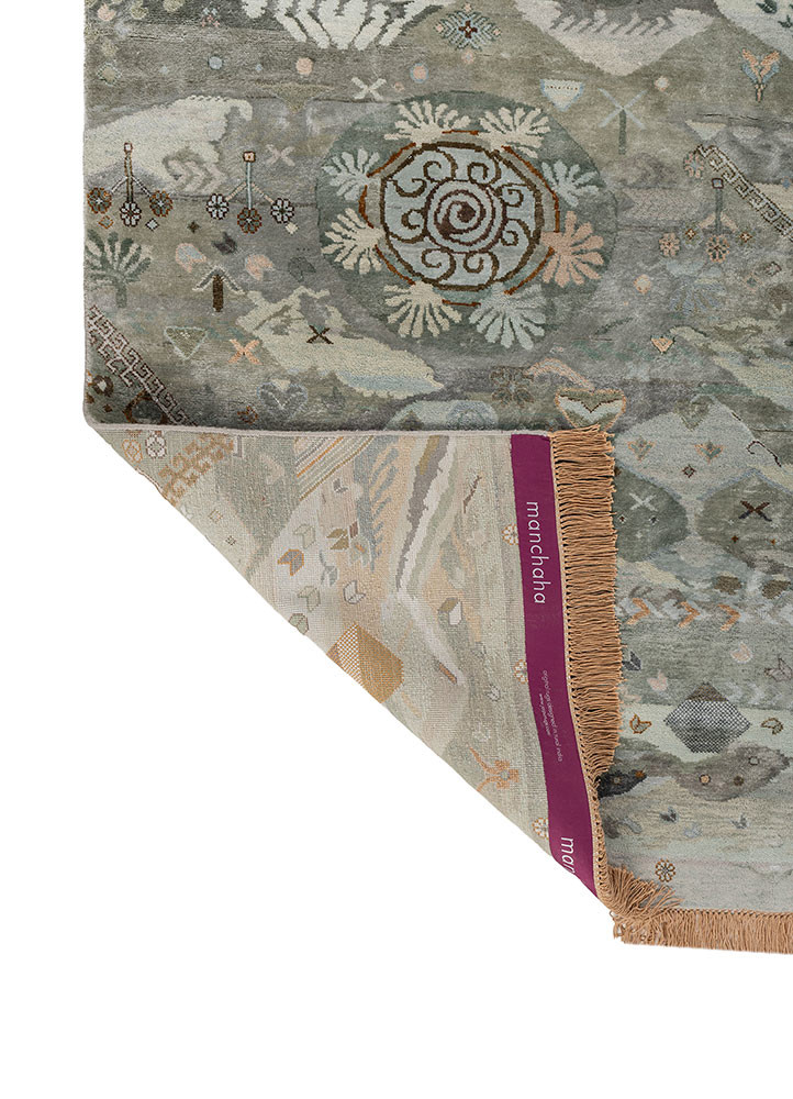 manchaha blue wool and bamboo silk hand knotted Rug - Backing Shot manchaha blue wool and bamboo silk hand knotted Rug - Backing Shot