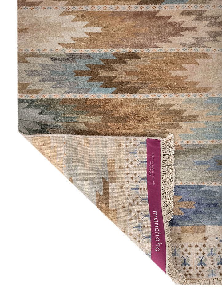 manchaha ivory wool and bamboo silk hand knotted Rug - Backing Shot manchaha ivory wool and bamboo silk hand knotted Rug - Backing Shot