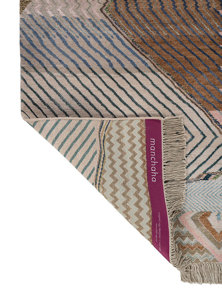 manchaha ivory wool and bamboo silk hand knotted Rug - Backing Shot manchaha ivory wool and bamboo silk hand knotted Rug - Backing Shot
