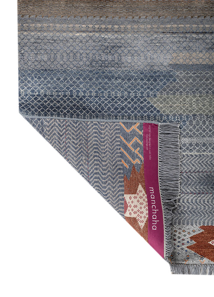 manchaha blue wool and bamboo silk hand knotted Rug - Backing Shot manchaha blue wool and bamboo silk hand knotted Rug - Backing Shot