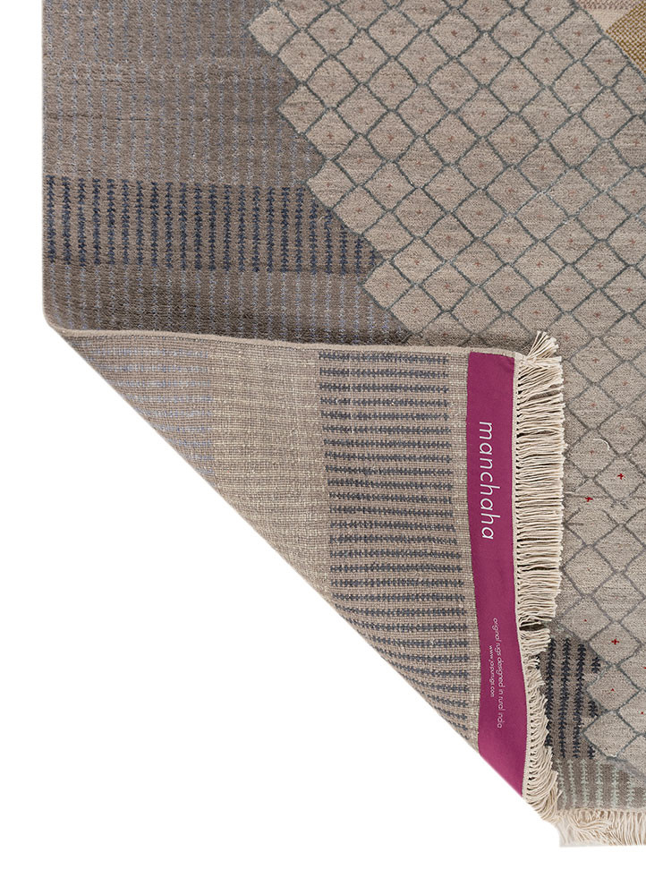manchaha grey and black wool and bamboo silk hand knotted Rug - Backing Shot manchaha grey and black wool and bamboo silk hand knotted Rug - Backing Shot