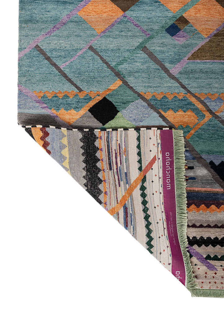 freedom manchaha blue wool and bamboo silk hand knotted Rug - Backing Shot freedom manchaha blue wool and bamboo silk hand knotted Rug - Backing Shot