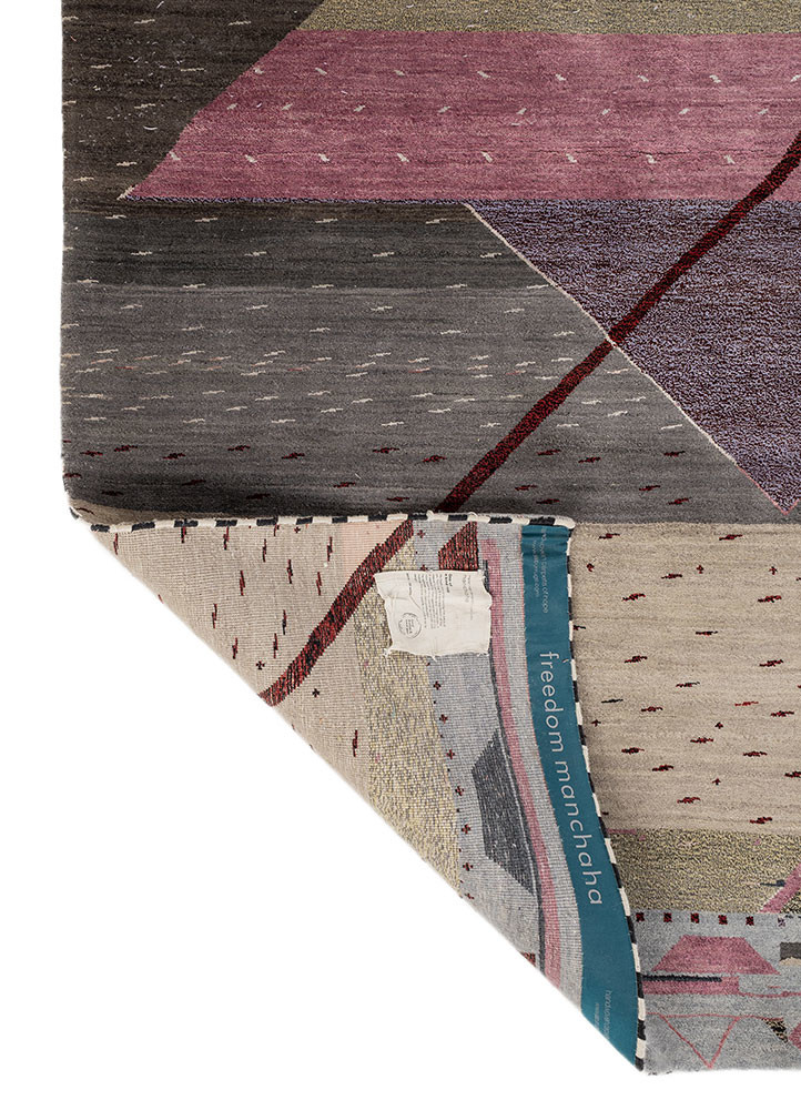 freedom manchaha grey and black wool and bamboo silk hand knotted Rug - Backing Shot freedom manchaha grey and black wool and bamboo silk hand knotted Rug - Backing Shot