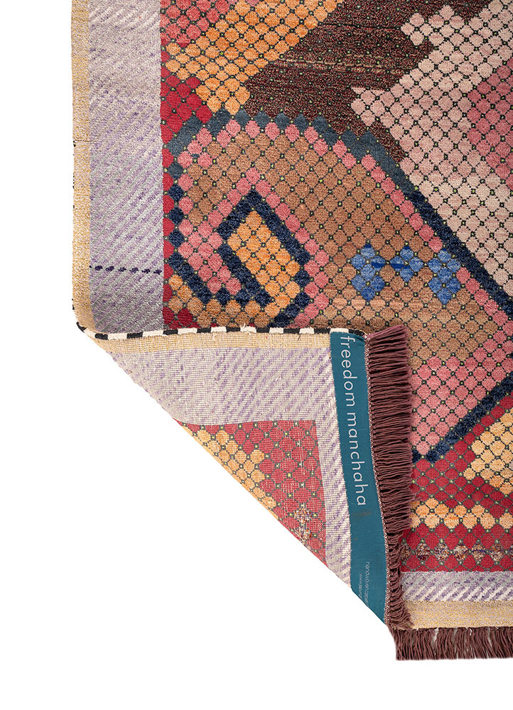freedom manchaha gold wool and bamboo silk hand knotted Rug - Backing Shot freedom manchaha gold wool and bamboo silk hand knotted Rug - Backing Shot