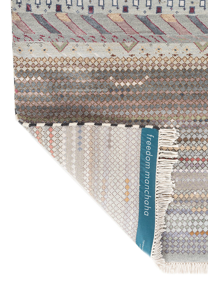freedom manchaha blue wool and bamboo silk hand knotted Rug - Backing Shot freedom manchaha blue wool and bamboo silk hand knotted Rug - Backing Shot