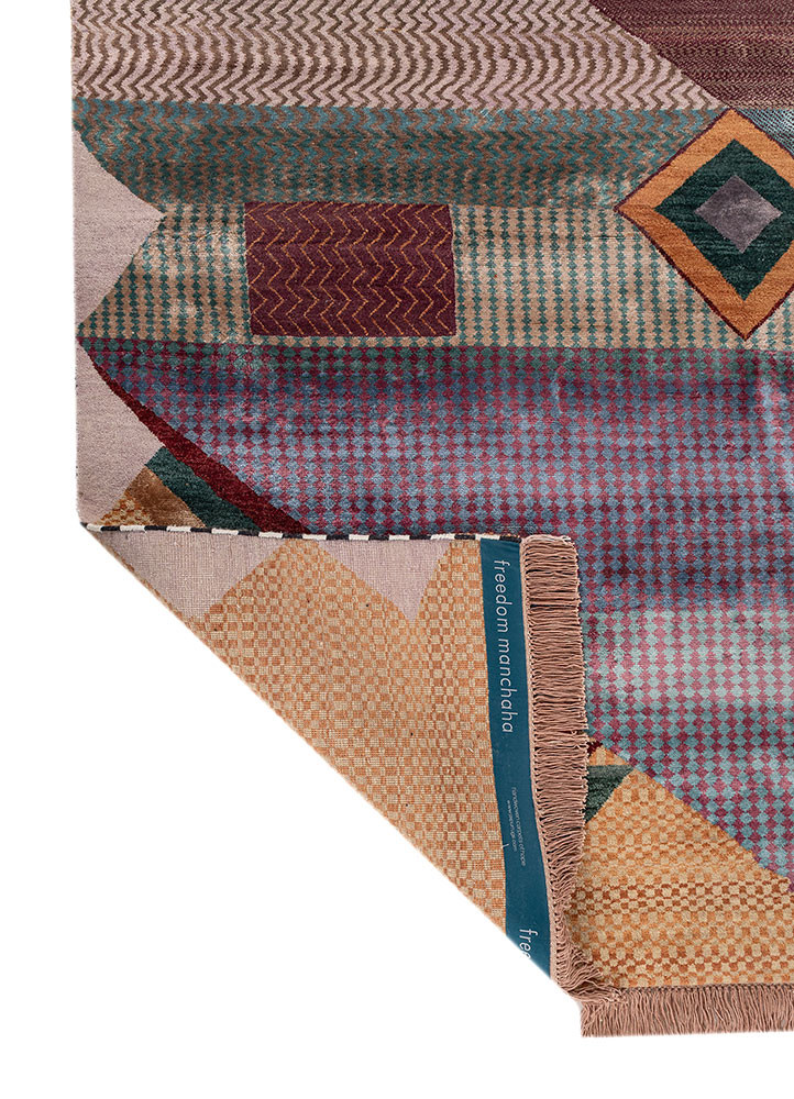 freedom manchaha blue wool and bamboo silk hand knotted Rug - Backing Shot freedom manchaha blue wool and bamboo silk hand knotted Rug - Backing Shot