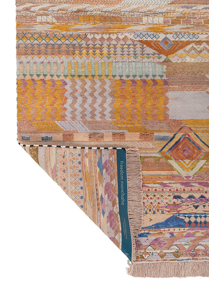 freedom manchaha ivory wool and bamboo silk hand knotted Rug - Backing Shot freedom manchaha ivory wool and bamboo silk hand knotted Rug - Backing Shot
