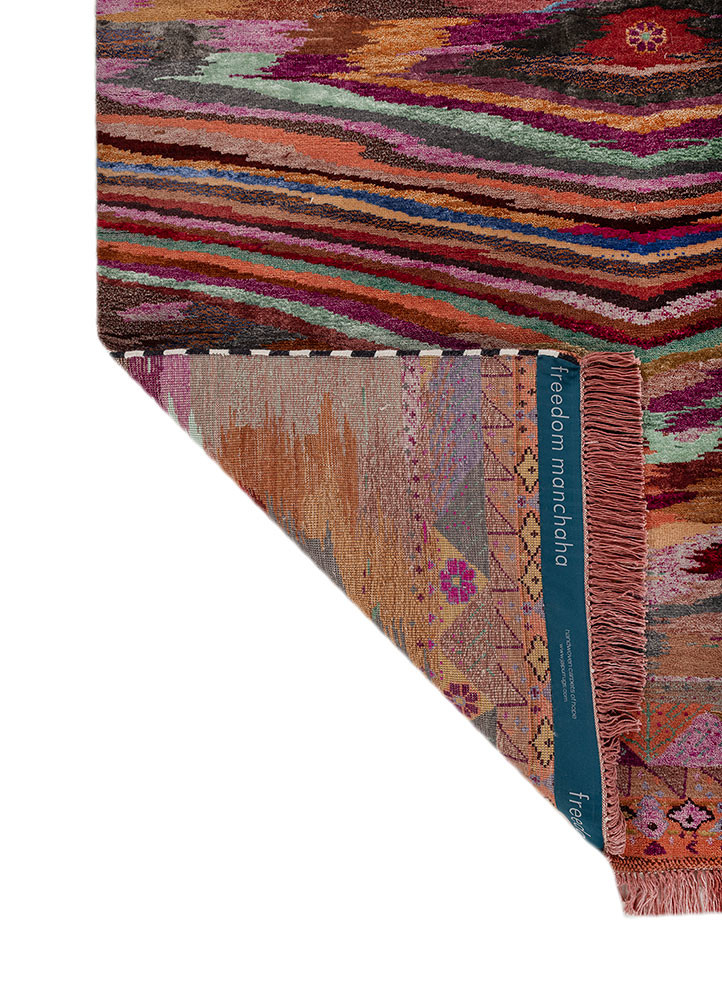 freedom manchaha red and orange wool and bamboo silk hand knotted Rug - Backing Shot freedom manchaha red and orange wool and bamboo silk hand knotted Rug - Backing Shot