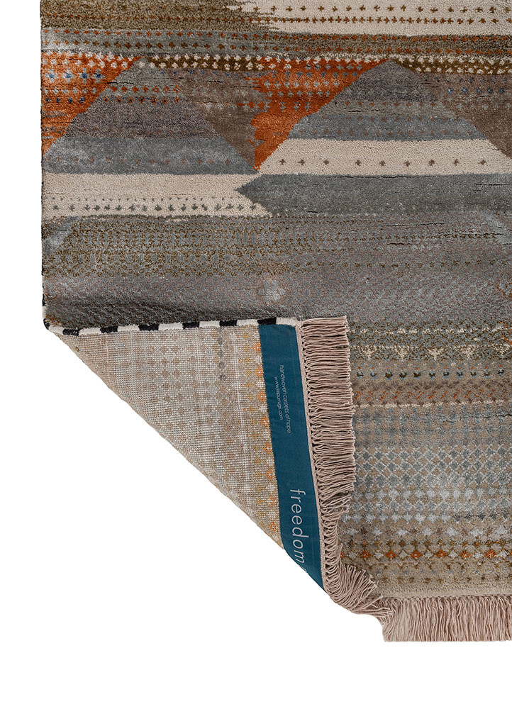 freedom manchaha ivory wool and bamboo silk hand knotted Rug - Backing Shot