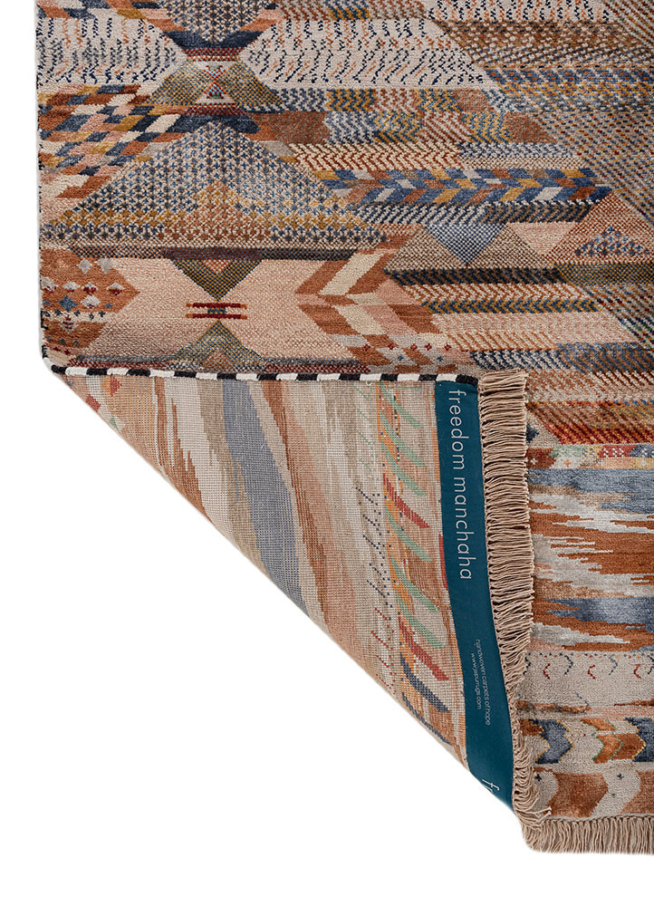 freedom manchaha blue wool and bamboo silk hand knotted Rug - Backing Shot freedom manchaha blue wool and bamboo silk hand knotted Rug - Backing Shot