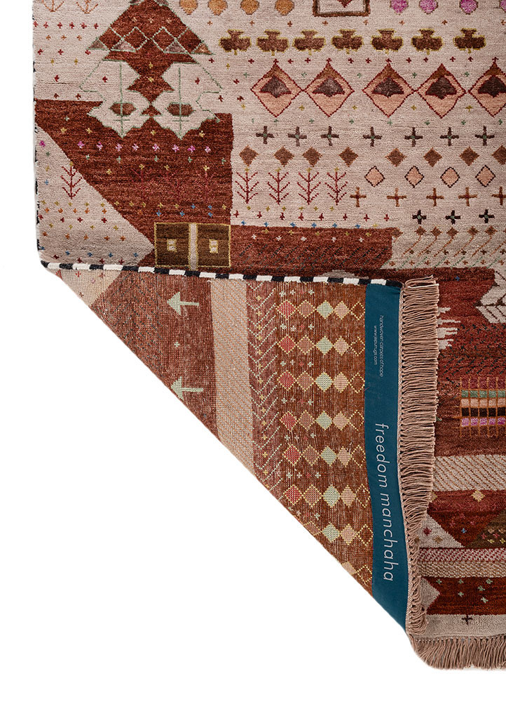 freedom manchaha pink and purple wool and bamboo silk hand knotted Rug - Backing Shot freedom manchaha pink and purple wool and bamboo silk hand knotted Rug - Backing Shot