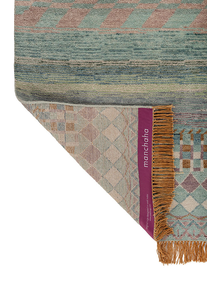 manchaha blue wool hand knotted Rug - Backing Shot manchaha blue wool hand knotted Rug - Backing Shot