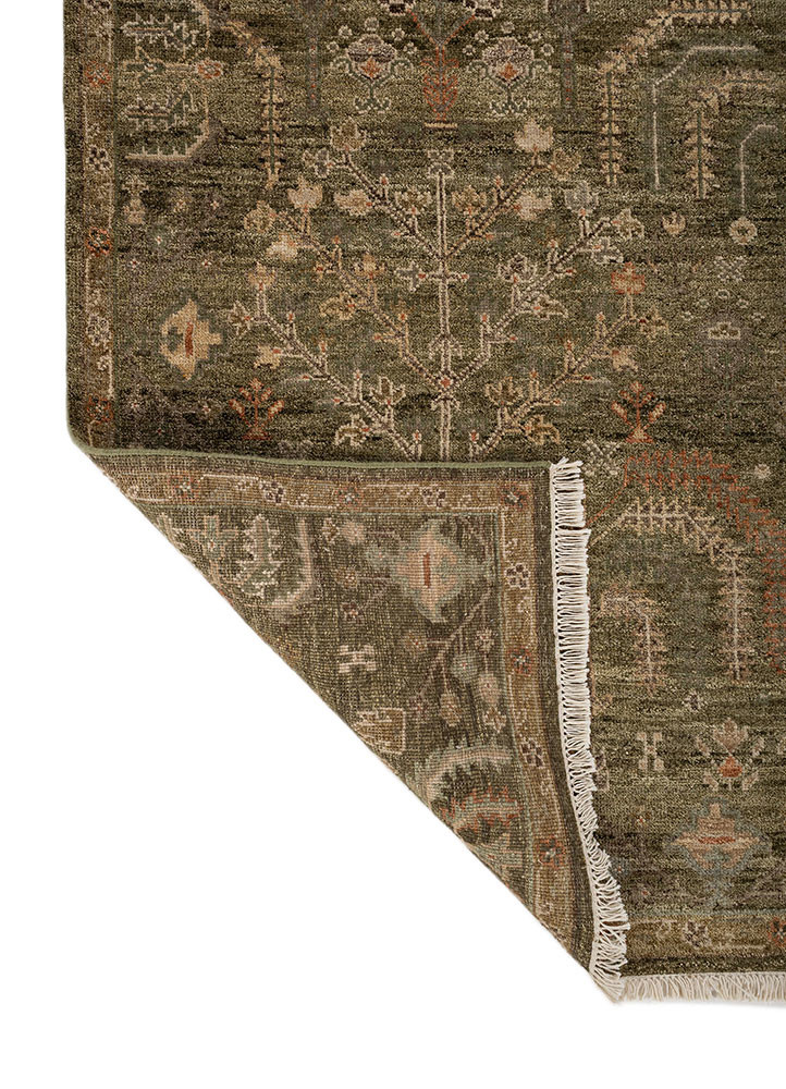 erbe green wool hand knotted Rug - Backing Shot erbe green wool hand knotted Rug - Backing Shot