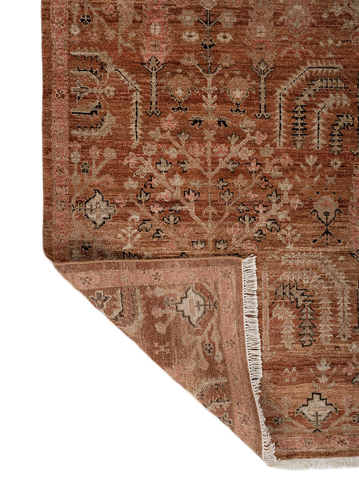 erbe red and orange wool hand knotted Rug - Backing Shot erbe red and orange wool hand knotted Rug - Backing Shot