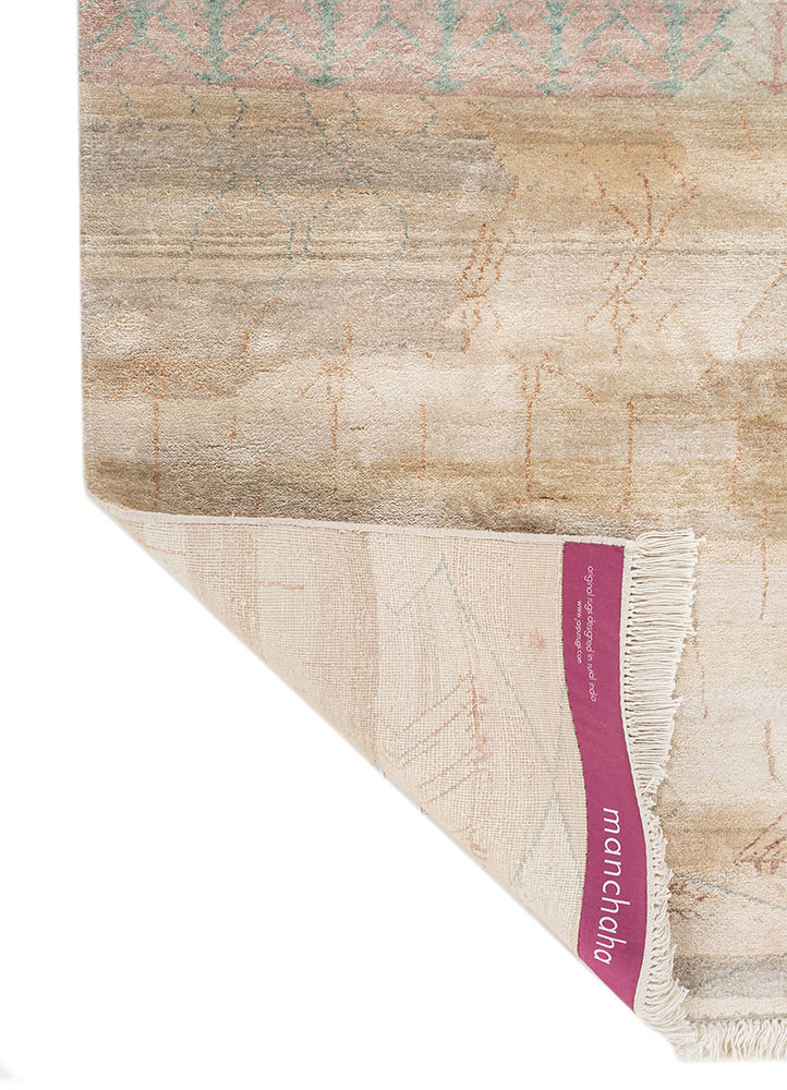 manchaha ivory silk hand knotted Rug - Backing Shot