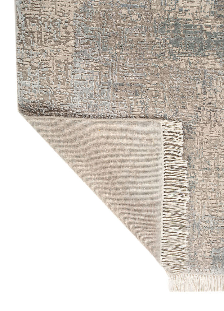 entropy ivory wool and bamboo silk hand knotted Rug - Backing Shot