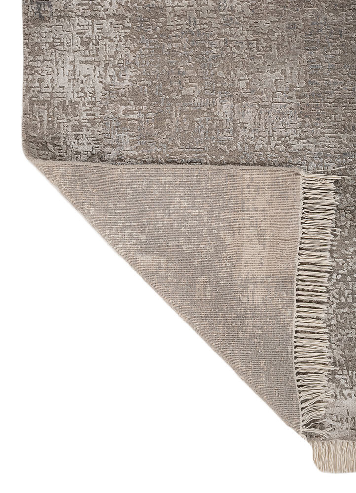 entropy grey and black wool and bamboo silk hand knotted Rug - Backing Shot entropy grey and black wool and bamboo silk hand knotted Rug - Backing Shot
