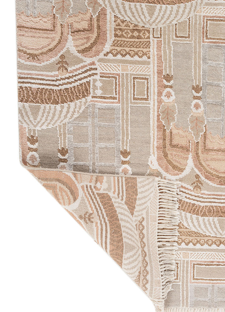 khidki ivory wool and bamboo silk hand knotted Rug - Backing Shot