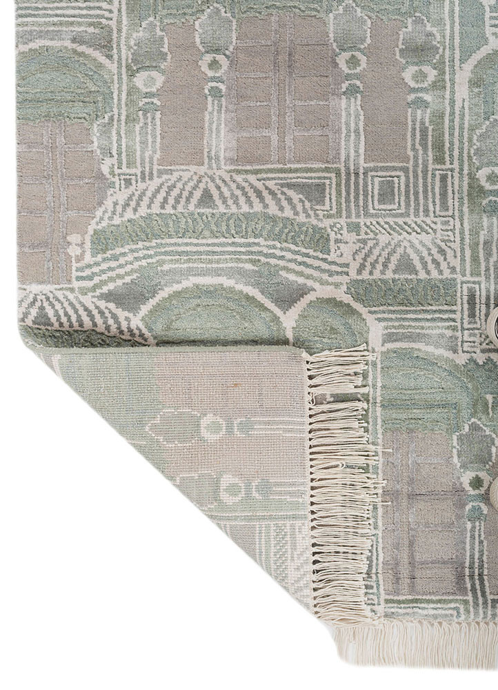 khidki ivory wool and bamboo silk hand knotted Rug - Backing Shot khidki ivory wool and bamboo silk hand knotted Rug - Backing Shot