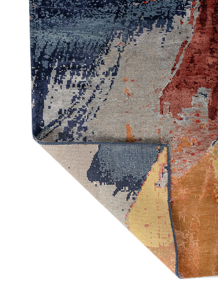 uvenuti blue wool and bamboo silk hand knotted Rug - Backing Shot