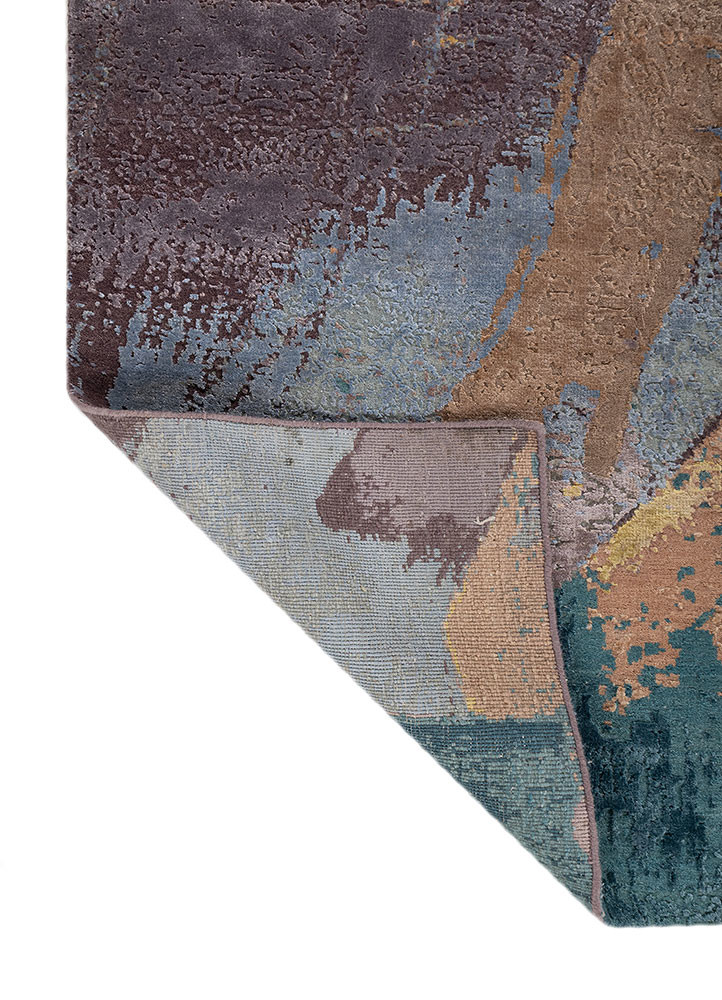 uvenuti pink and purple wool and bamboo silk hand knotted Rug - Backing Shot