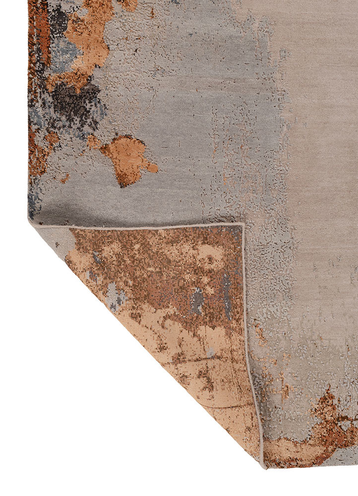 entropy pink and purple wool and bamboo silk hand knotted Rug - Backing Shot