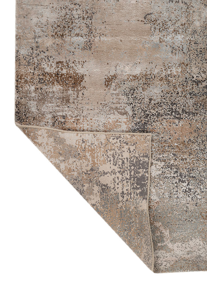 uvenuti beige and brown wool and bamboo silk hand knotted Rug - Backing Shot