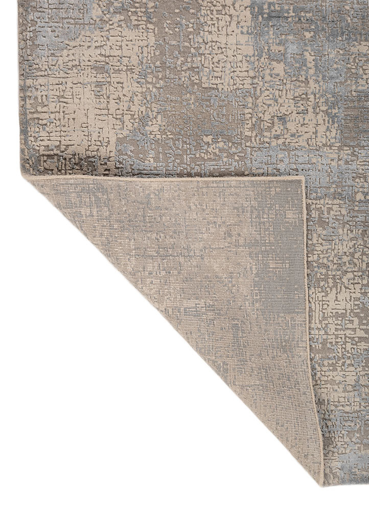 uvenuti grey and black wool and bamboo silk hand knotted Rug - Backing Shot