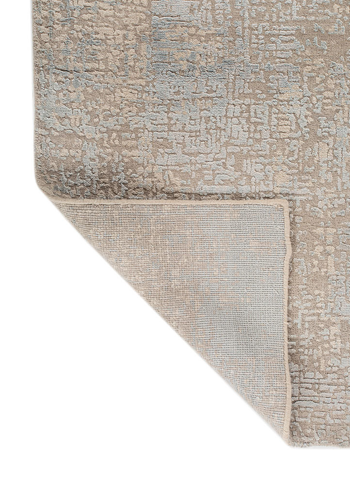 entropy ivory wool and bamboo silk hand knotted Rug - Backing Shot